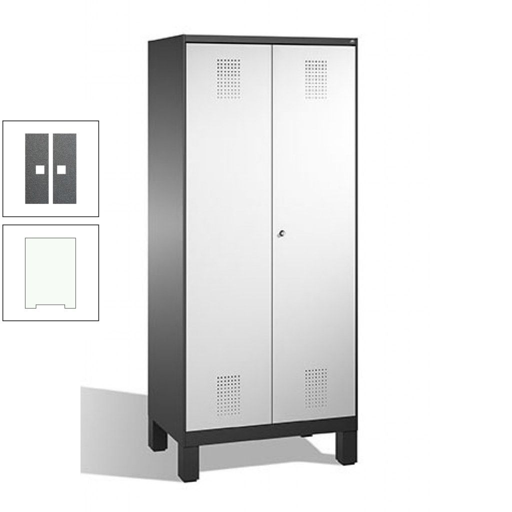 Mehrzweckschrank, Doppeltüren, auf Füßen, 2 Abteile a 400 mm, Korpus anthrazitgrau, Tür anthrazitgrau, 1.850 x 800 x 500 mm (HxBxT)