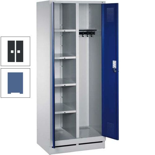 Mehrzweckschrank, Doppeltüren, Füße, 2 Abteile a 300 mm, Korpus anthrazitgrau, Tür anthrazitgrau, 1.800 x 600 x 500 mm (HxBxT)