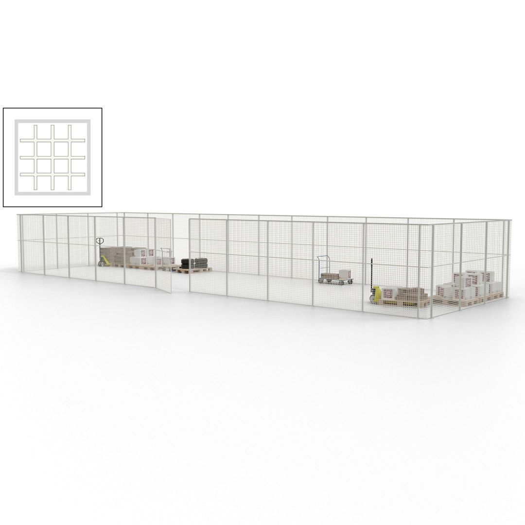 Maschinen Schutzgitter - Hallentrennwand - Sicherheitszaun - Tür - 42 m - 2.200 x 16.900 x 4.900 mm (HxBxT) - enzianblau