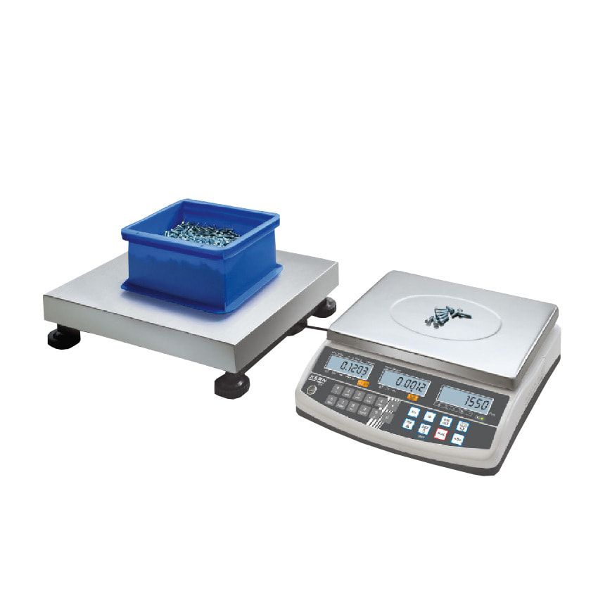 Zählwaagen-System - Wägebereich 150 kg - Wiegeschritte 0,1/5 g - Edelstahl Wägeplatte 500 x 650 mm (BxT)