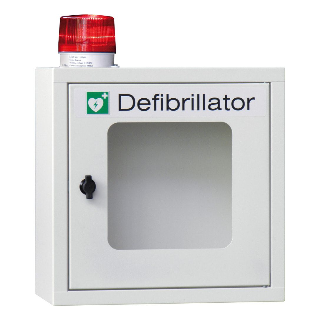 Defibrillatorenschrank - 400 x 400 x 200 mm (HxBxT) - Sichtfenster - anthrazitgrau