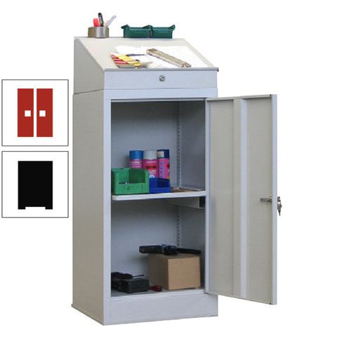 Stehpult mit Schrank - Vollblechtür - Zylinderschloss - 1 Ausziehboden - 1.270x500x500 mm (HxBxT) - anthrazitgrau
