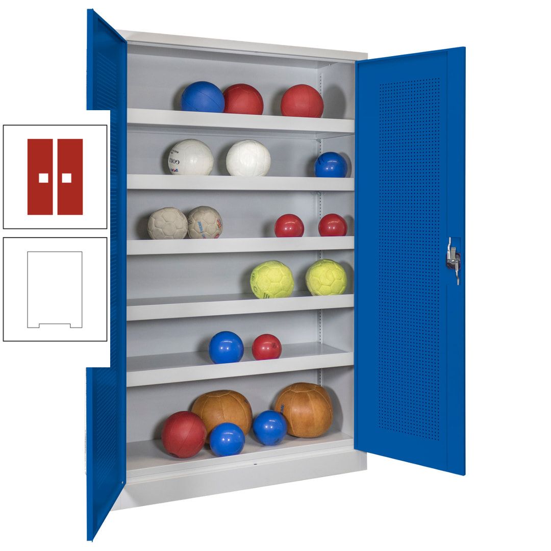 Ballschrank - Lochfeldtüren - 5 Böden - 1.950x1.200x500 mm (HxBxT) - anthrazitgrau