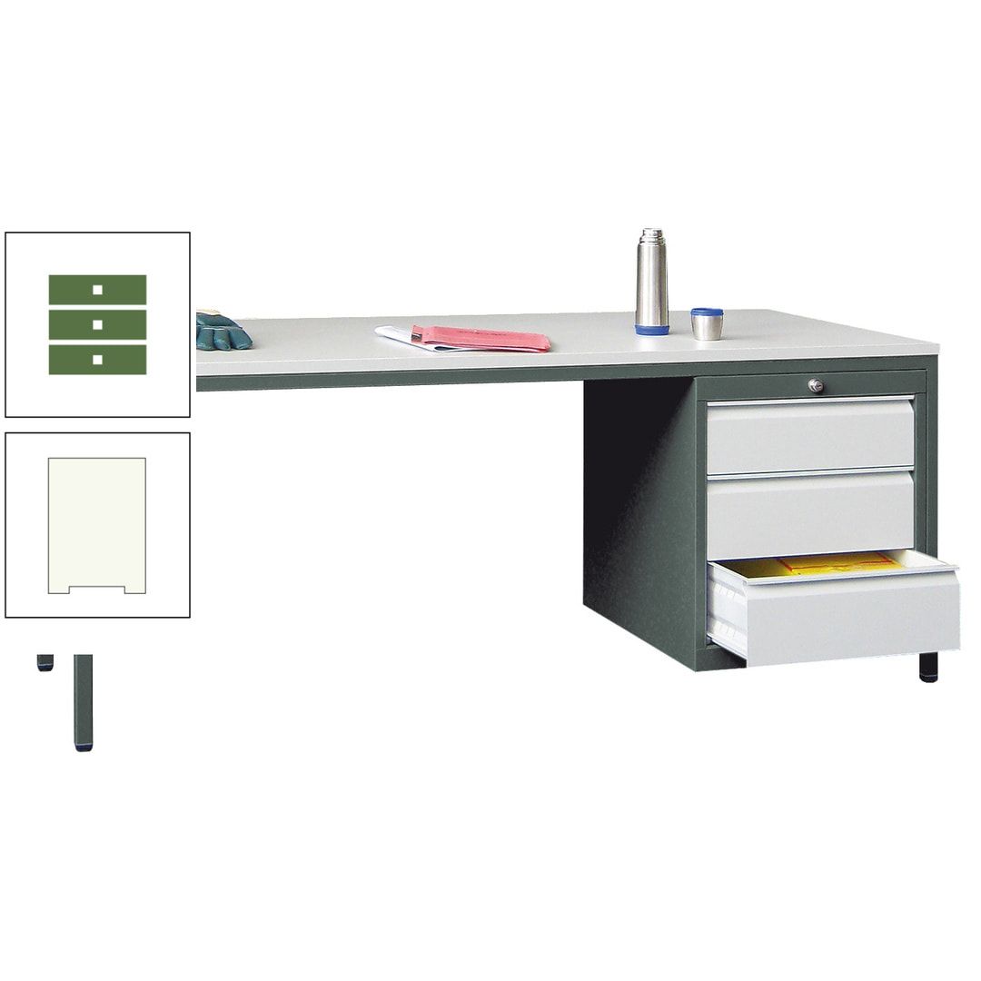 Meisterschreibtisch - 3 Schubladen 150 / 175 mm - 720 x 1.700 x 800 mm (HxBxT) - anthrazitgrau