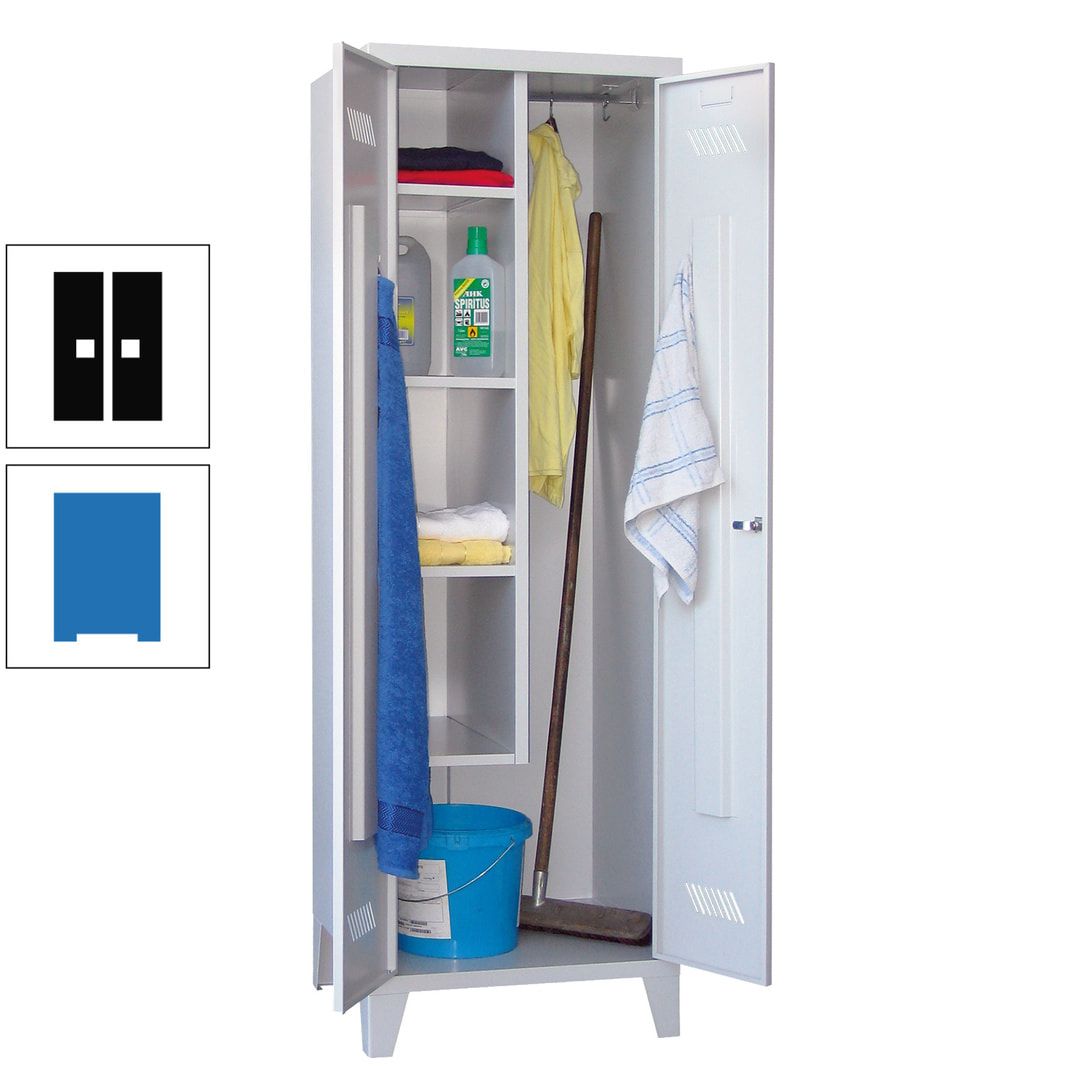 Putzschrank mit Füßen - 1 Abteil mit Trennwand - 1.850x600x500 mm (HxBxT) - Drehriegel - anthrazitgrau