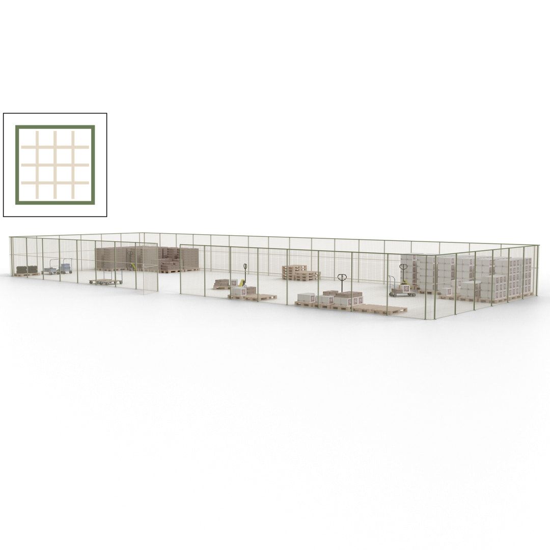 Maschinen Schutzgitter - Hallentrennwand - Sicherheitszaun - Tür - 69 m - 2.200 x 19.900 x 15.400 mm (HxBxT) - enzianblau