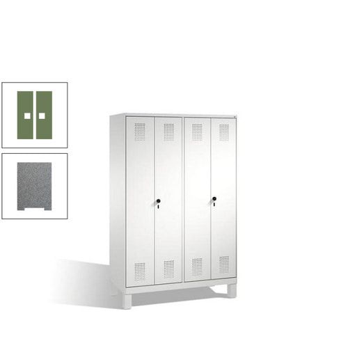 Doppel-Spind, Doppeltüren, Garderobenschrank mit Füßen, 4 Abteile a 300 mm, Korpus anthrazitgrau, Tür anthrazitgrau, 1.850 x 1.200 x 500 mm (HxBxT)