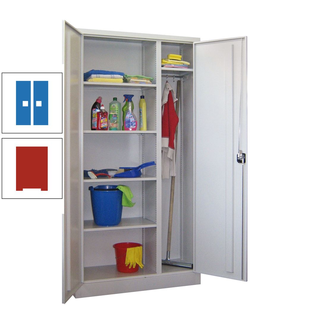 Putzschrank mit Trennwand - 1.950x1.000x400 mm (HxBxT) - Böden pulverbeschichtet - anthrazitgrau