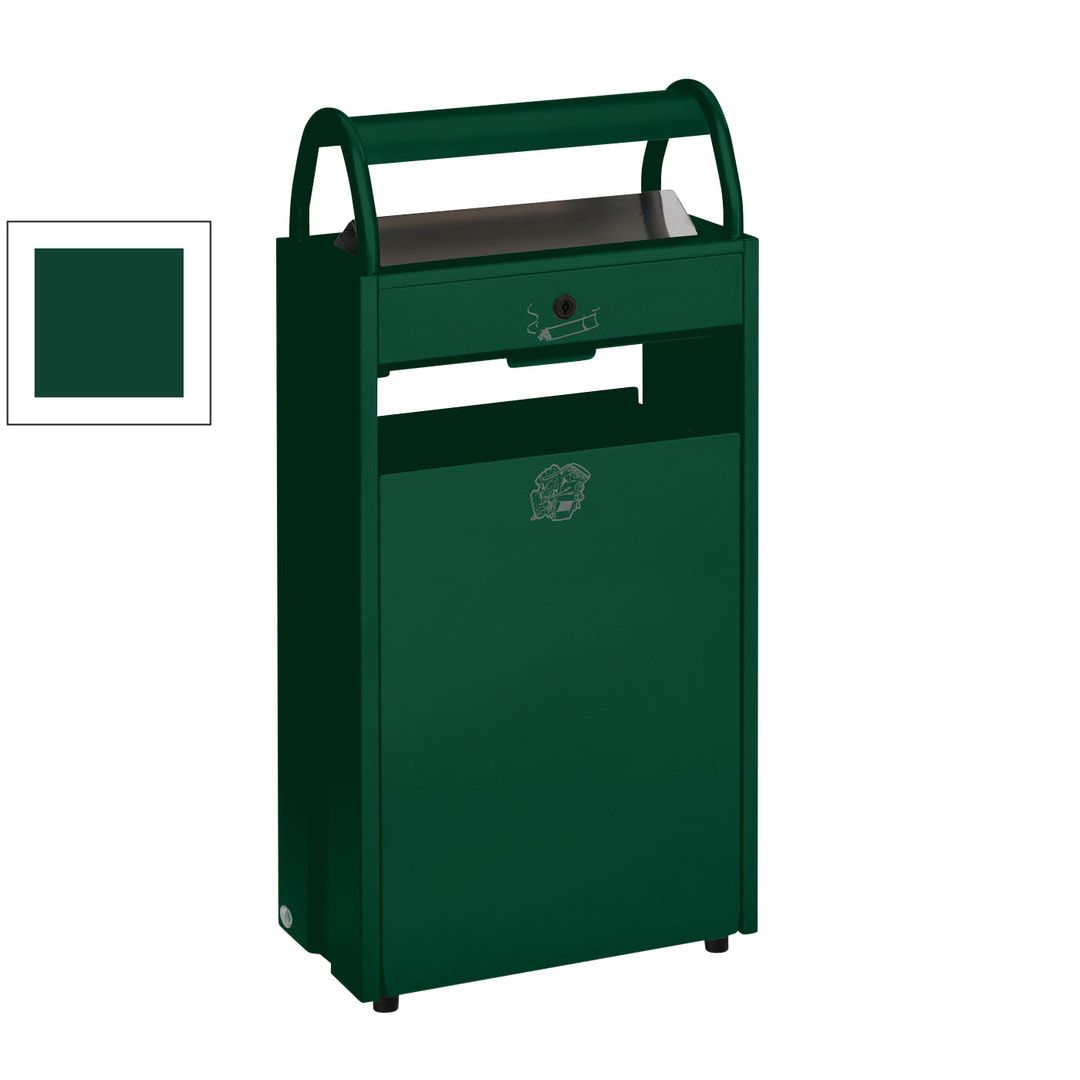 Abfallsammler mit Ascher und Schutzdach - Volumen 60 l - Ascher 9 l - 960 x 480 x 250 mm (HxBxT) - anthrazit