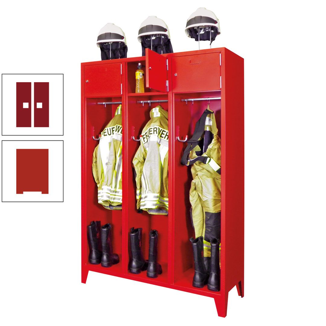 Feuerwehrschrank - 2 Abteile - Ablagefach mit Tür, Etikettenrahmen - 2.100 x 830 x 500 mm (HxBxT) - anthrazitgrau
