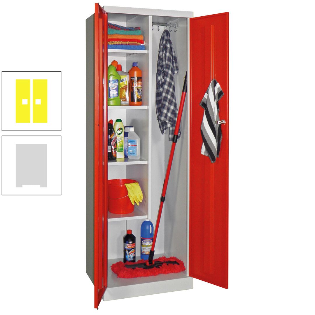 Putzschrank mit Sockel - 1 Abteil mit Trennwand - 1.800x600x500 mm (HxBxT) - Zylinderschloss - anthrazitgrau