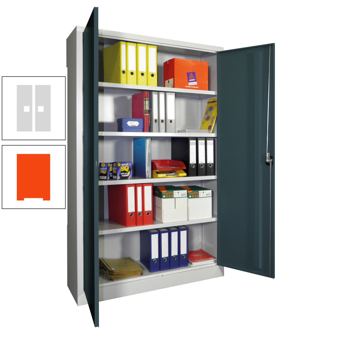 Aktenschrank - Vollblechtüren - 1.950x1.200x400 mm (HxBxT) - 4 Einlegeböden verzinkt - Zylinderschloss - anthrazitgrau