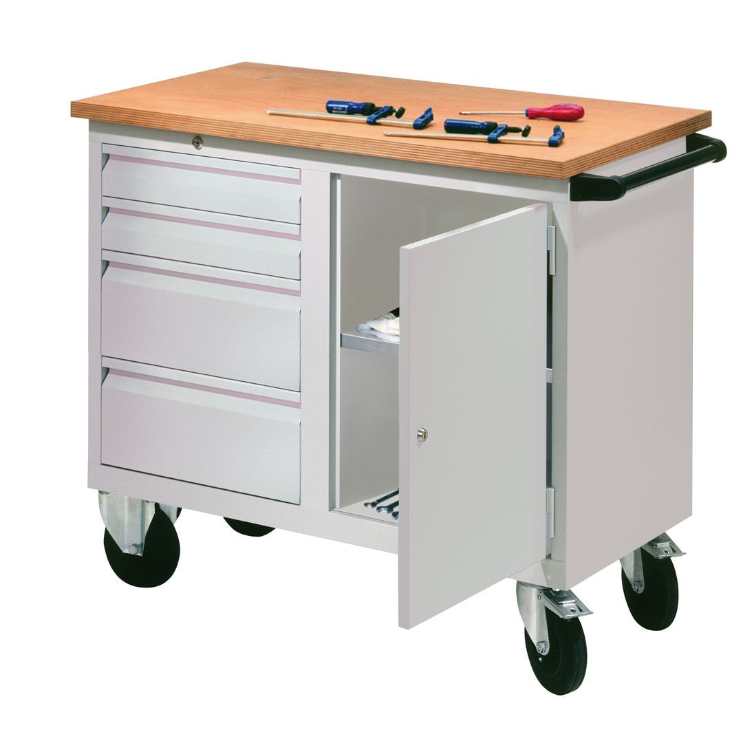 Mobile Werkbank - Werkstattwagen - 915 x 1.090 x 600 mm - 4 Schubladen und Schrankfach - anthrazitgrau