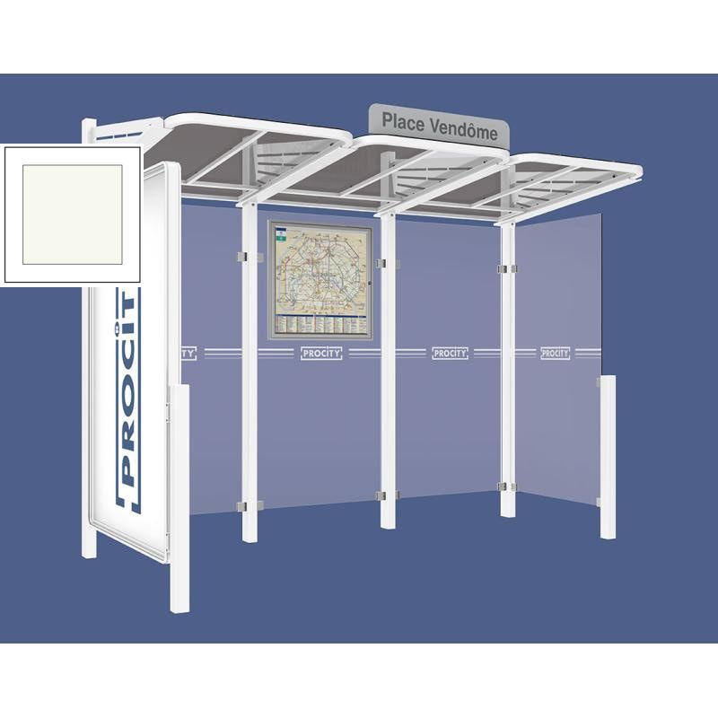 Buswartehalle - Unterstand - Fahrplankasten - Haltestellenschild - Schaukasten - Seitenwand - 2.200 x 3.000 x 1.500 mm (HxBxT) - Farbe enzianblau