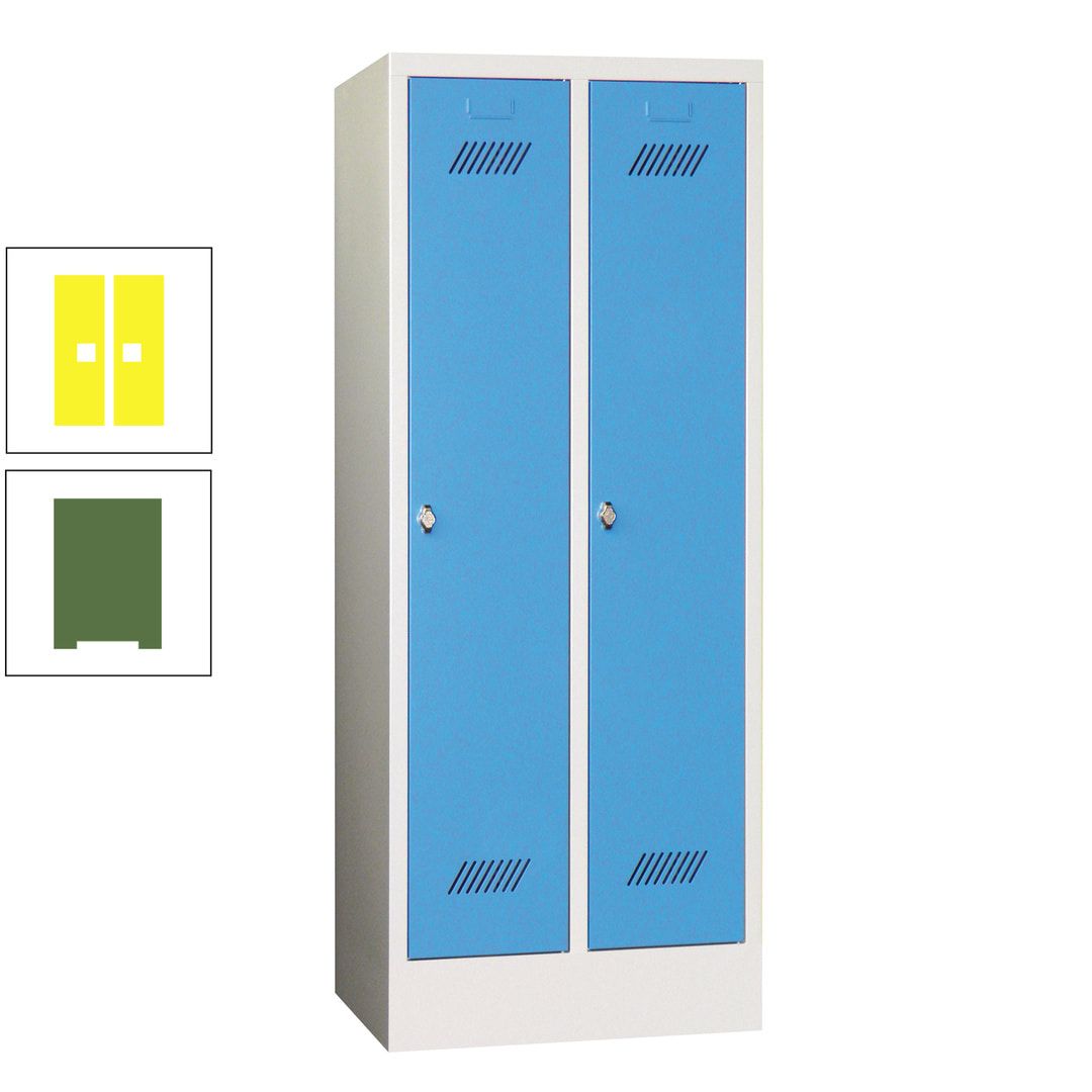 Spindschrank f. Schulen - mit Sockel - Höhe 1.600 mm - 2 Abteile a 300 mm - Drehriegel - anthrazitgrau