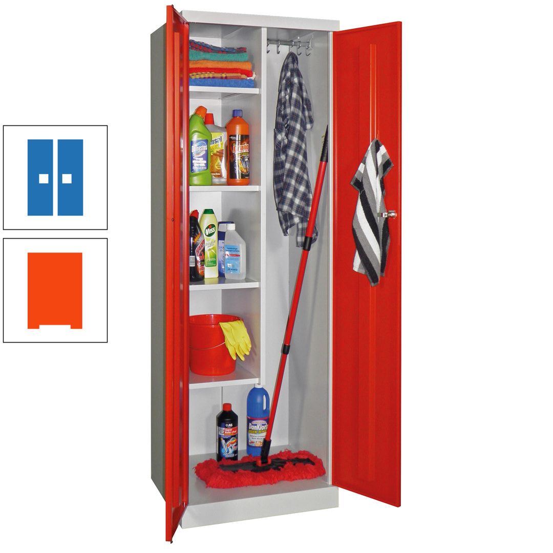Putzschrank mit Sockel - 1 Abteil mit Trennwand - 1.800x600x500 mm (HxBxT) - Zylinderschloss - anthrazitgrau
