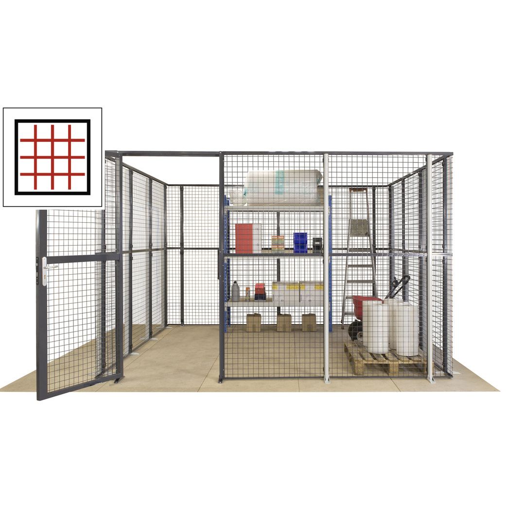 Maschinen Schutzgitter - Hallentrennwand - Sicherheitszaun - Tür - 72 m - 2.200 x 21.400 x 15.400 mm (HxBxT) - enzianblau