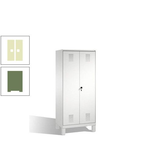 Doppel-Spind, Doppeltüren, Garderobenschrank mit Füßen, 2 Abteile a 400 mm, Korpus anthrazitgrau, Tür anthrazitgrau, 1.850 x 800 x 500 mm (HxBxT)
