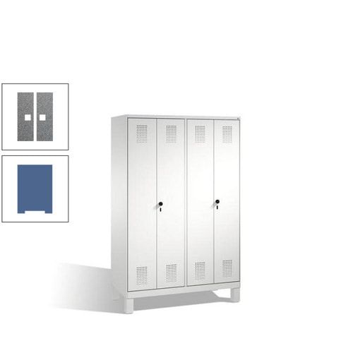 Doppel-Spind, Doppeltüren, Garderobenschrank mit Füßen, 4 Abteile a 300 mm, Korpus anthrazitgrau, Tür anthrazitgrau, 1.850 x 1.200 x 500 mm (HxBxT)