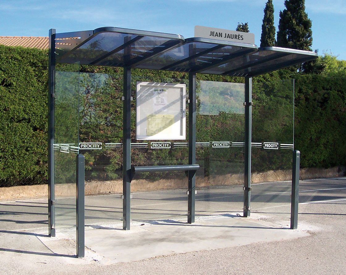 Buswartehalle - Unterstand - modular - Fahrplankasten - Haltestellenschild - Seitenwände - 2.200 x 3.000 x 1.500 mm (HxBxT) - enzianblau