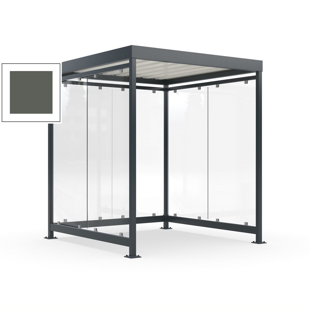 Raucherunterstand, Bushaltestelle, 6-7 Personen, 6 Wände, 2.510 x 2.165 x 2.165 mm (HxBxT), Achatgrau