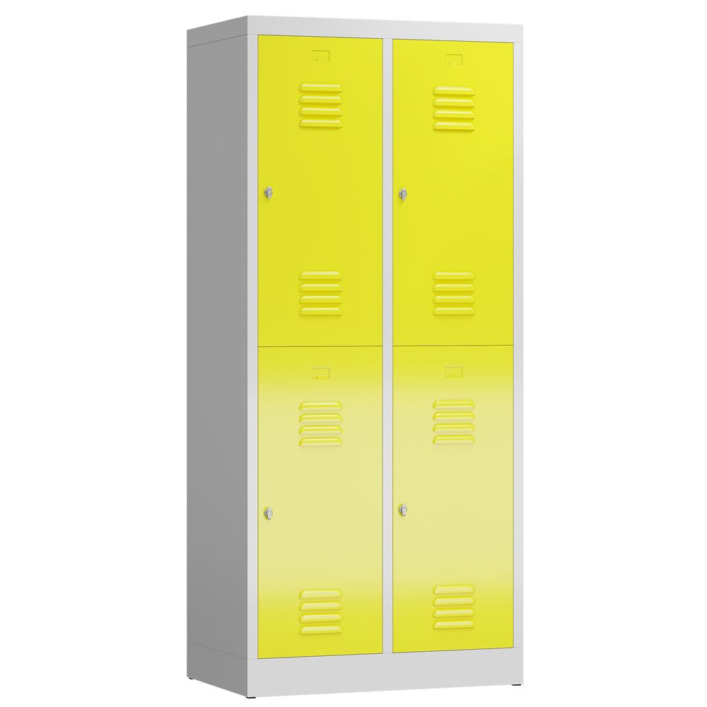 Garderobenschrank, Doppelstockspind, 2 Abteil, 4 Fächer, 1.800 x 800 x 500 mm (HxBxT), Drehriegel, Stahl, Korpus: lichtgrau, Front: anthrazitgrau
