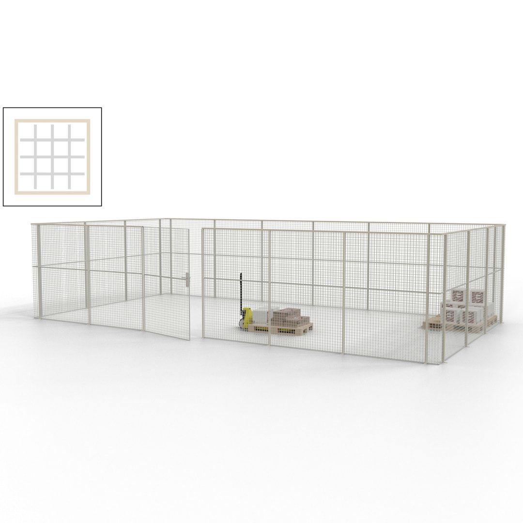 Maschinen Schutzgitter - Hallentrennwand - Sicherheitszaun - Tür - 27 m - 2.200 x 9.400 x 4.900 mm (HxBxT) - enzianblau