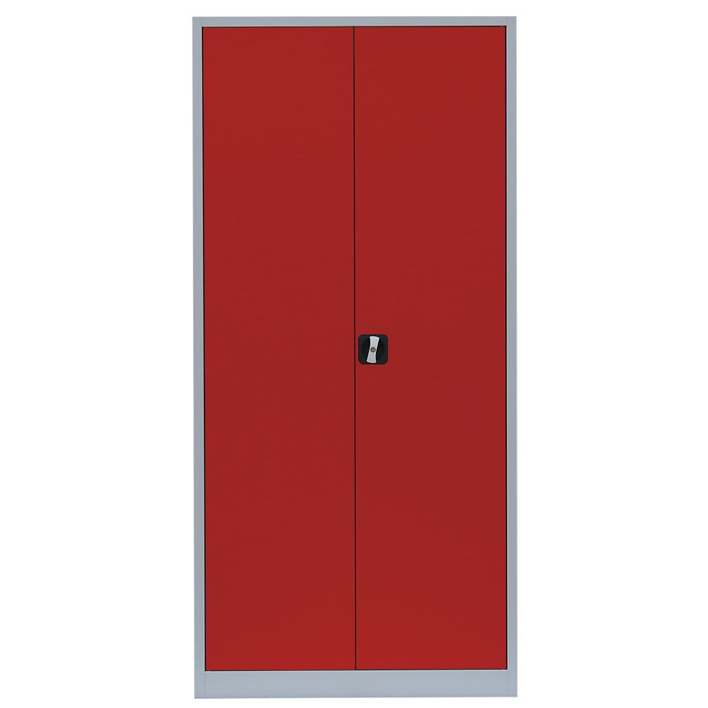 Aktenschrank, Büroschrank, abschließbar, Flügeltüren, 4 Fachböden, 1.950 x 925 x 600 mm (HxBxT), Stahl, Korpus und Türen in lichtgrau