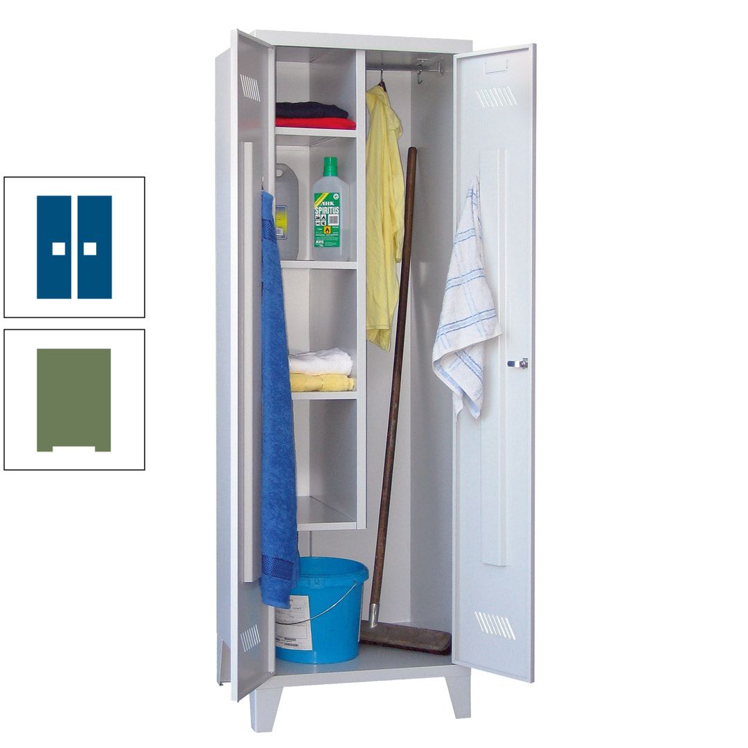 Putzschrank mit Füßen - 1 Abteil mit Trennwand - 1.850x600x500 mm (HxBxT) - Drehriegel - anthrazitgrau