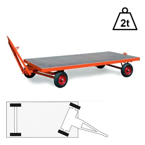 Industrieanhänger, Schwerlastanhänger, Ladefläche 2.000 x 1.000 mm (BxT), Traglast 2.000 kg, Luftbereifung, Logistikzug, 1-Achs Lenkung