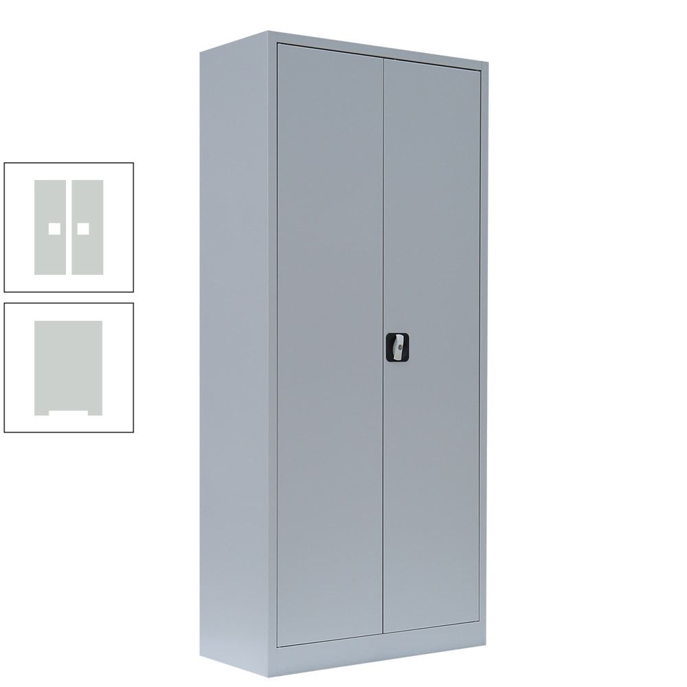 Aktenschrank, Büroschrank, abschließbar, Flügeltüren, 4 Fachböden, 1.800 x 800 x 383 mm (HxBxT), Stahl, Korpus und Türen in enzianblau