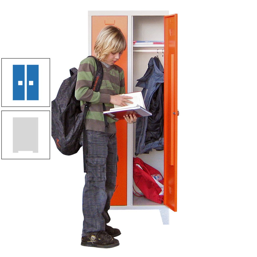 Spindschrank f. Schulen - mit Füßen - Höhe 1.600 mm - 3 Abteile a 300 mm - Drehriegel - anthrazitgrau