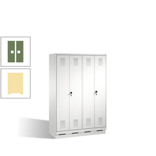 Doppel-Spind, Doppeltüren, Garderobenschrank mit Sockel, 4 Abteile a 300 mm, Korpus anthrazitgrau, Tür anthrazitgrau, 1.800 x 1.200 x 500 mm (HxBxT)