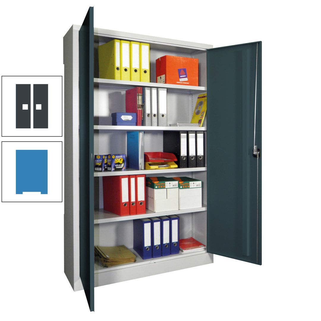 Aktenschrank - Vollblechtüren - 1.950x1.200x400 mm (HxBxT) - 4 Einlegeböden verzinkt - Zylinderschloss - anthrazitgrau