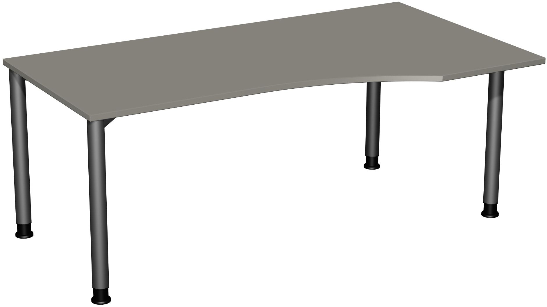 Eckschreibtisch mit einseitig verkürzten Füßen, 4-Fuß Flex, Ecke rechts, Höhe 680-800 mm, 1.600 x 1.000 mm (BxT), Gestell anthrazit, Ahorn