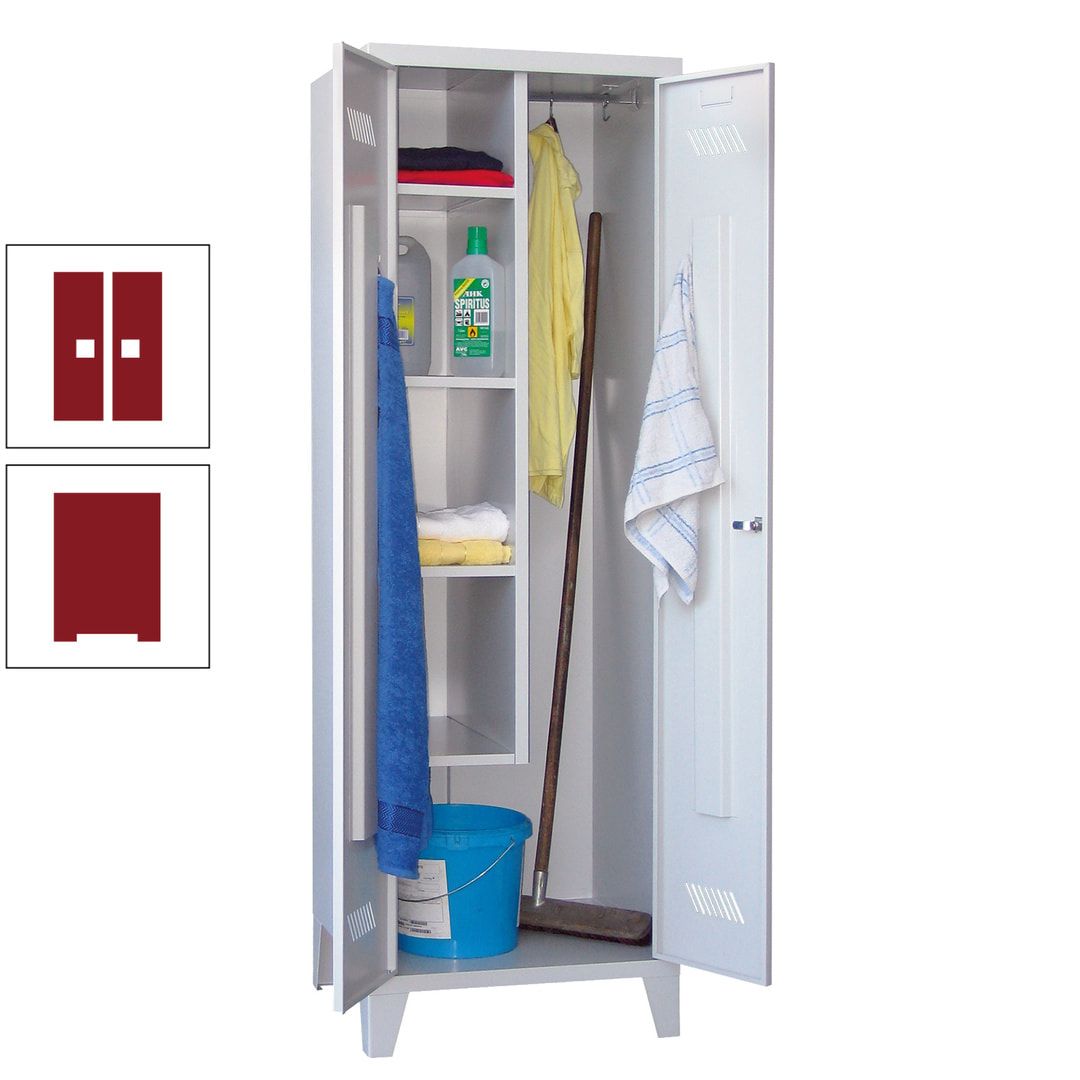 Putzschrank mit Füßen - 1 Abteil mit Trennwand - 1.850x600x500 mm (HxBxT) - Drehriegel - anthrazitgrau