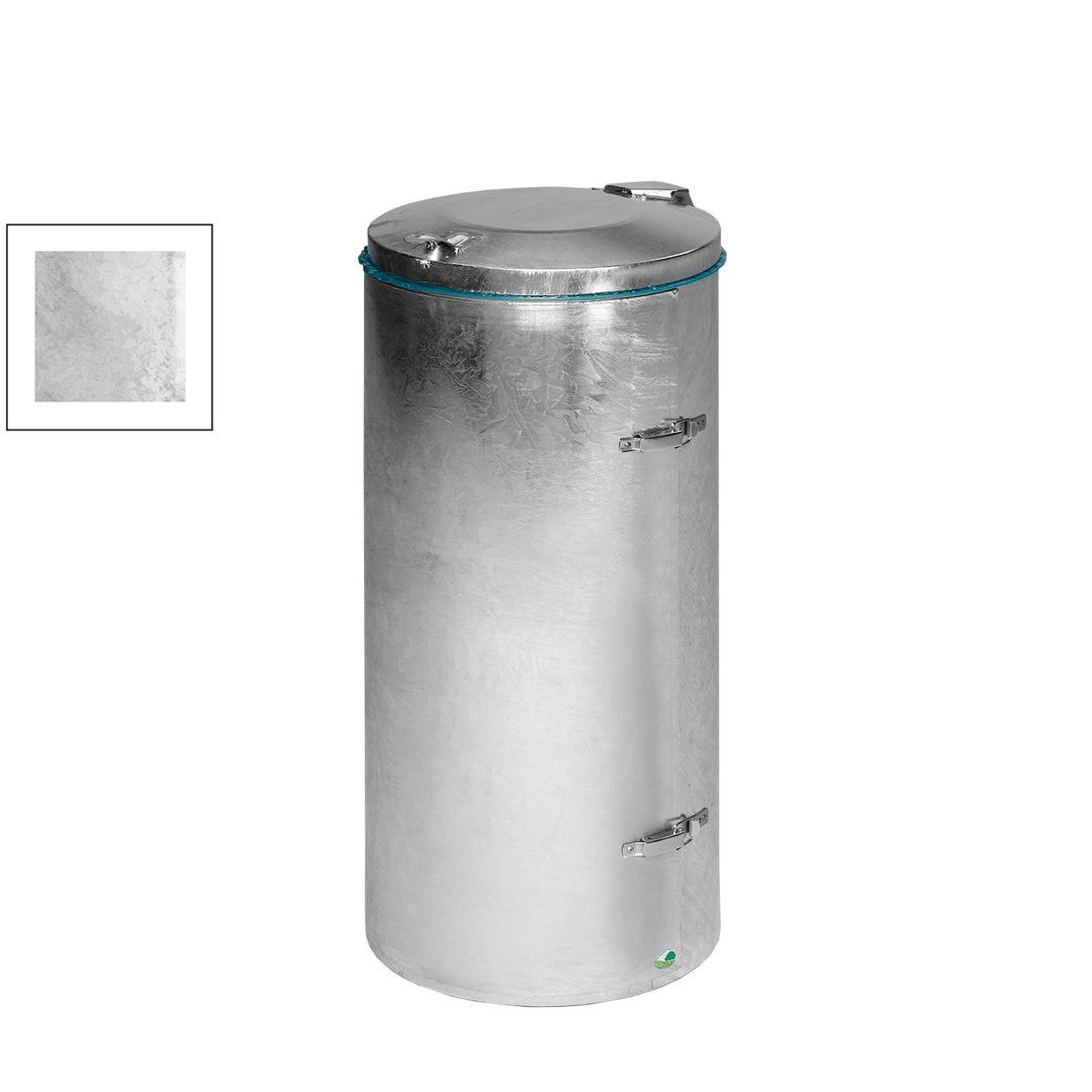 Abfallbehälter mit Flügeltür - Volumen 120 l - rund - 980 x 500 x 500 mm (HxBxT) - kieselgrau