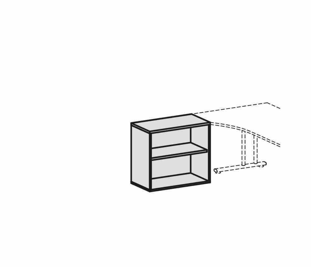 Anstell-Büroregal, Schreibtischhöhe, justierbare Stellfüße, Dreischicht-Feinspan, Einlegeboden, 720 x 1.000 x 425 mm (HxBxT), Dekor Ahorn
