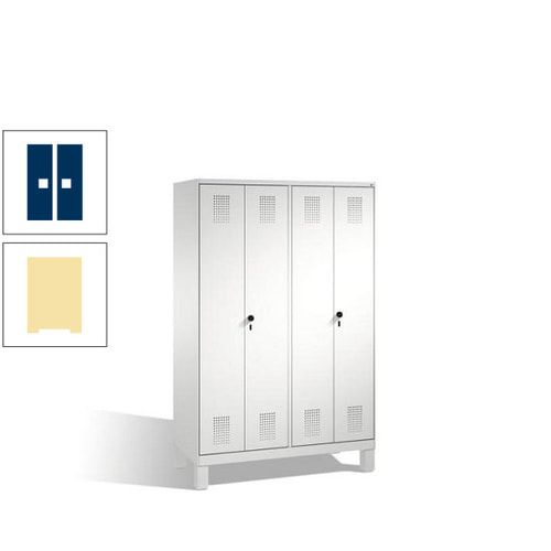 Doppel-Spind, Doppeltüren, Garderobenschrank mit Füßen, 4 Abteile a 300 mm, Korpus anthrazitgrau, Tür anthrazitgrau, 1.850 x 1.200 x 500 mm (HxBxT)