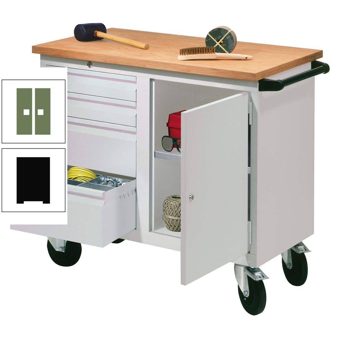 Mobile Werkbank - Werkstattwagen - 915 x 1.090 x 600 mm - 4 Schubladen und Schrankfach - anthrazitgrau