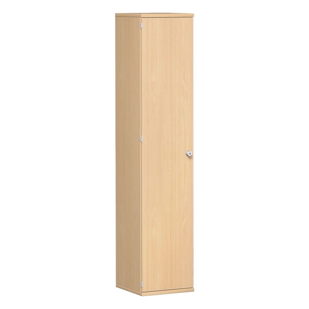 Flügeltürenschrank, Holz, Schloß links, 6 Ordnerhöhen, 5 Böden, 2.304 x 400 x 425 mm (HxBxT), Korpusfarbe Ahorn, Frontfarbe Ahorn