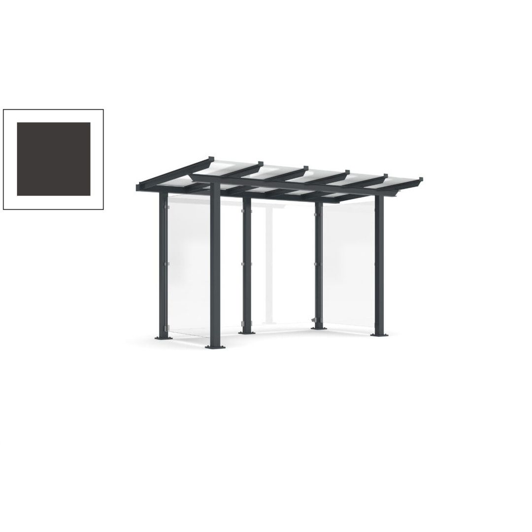 Unterstand mit Pultdach und Sicherheitsglas - feuerverzinkt und farbbeschichtet - 2.435 x 3.850 x 2.090 (HxBxT) - Farbe Achatgrau