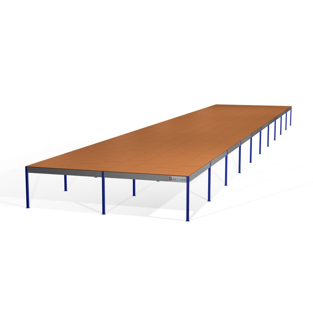 Lagerbühne - 2.100 x 10.000 x 10.000 mm (HxBxT) - 250 kg/qm - mit Böden - Perlweiß (RAL 1013)