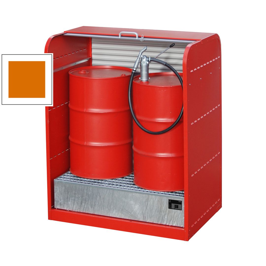 Gefahrstoffschrank mit Rollladen - für 2 x 200-l-Fass - feuerrot