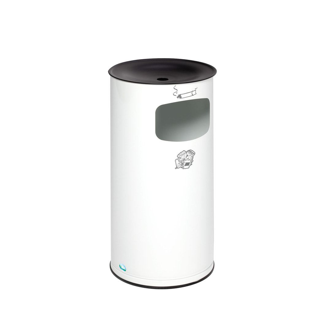 Abfallsammler - schwarzer Ascheraufsatz - rund - Volumen 44 l - 710 x 355 x 355 mm (HxBxT) - Edelstahl