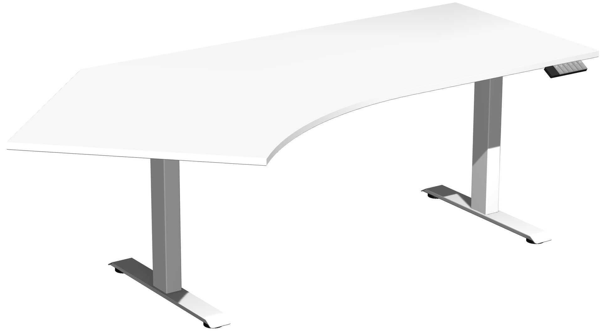 Winkelschreibtisch, Winkel links, Elevate Basic, elektronisch höhenverstellbar, 730 - 1.230 x 2.166 x 1.130 mm (HxBxT), Gestell anthrazit, Dekor Ahorn