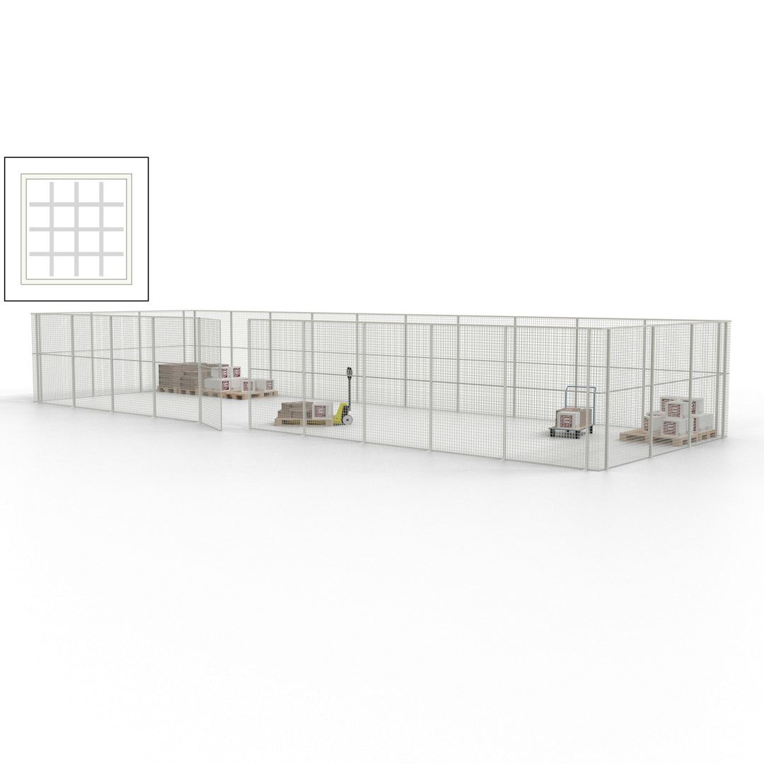 Maschinen Schutzgitter - Hallentrennwand - Sicherheitszaun - Tür - 39 m - 2.200 x 15.400 x 4.900 mm (HxBxT) - enzianblau