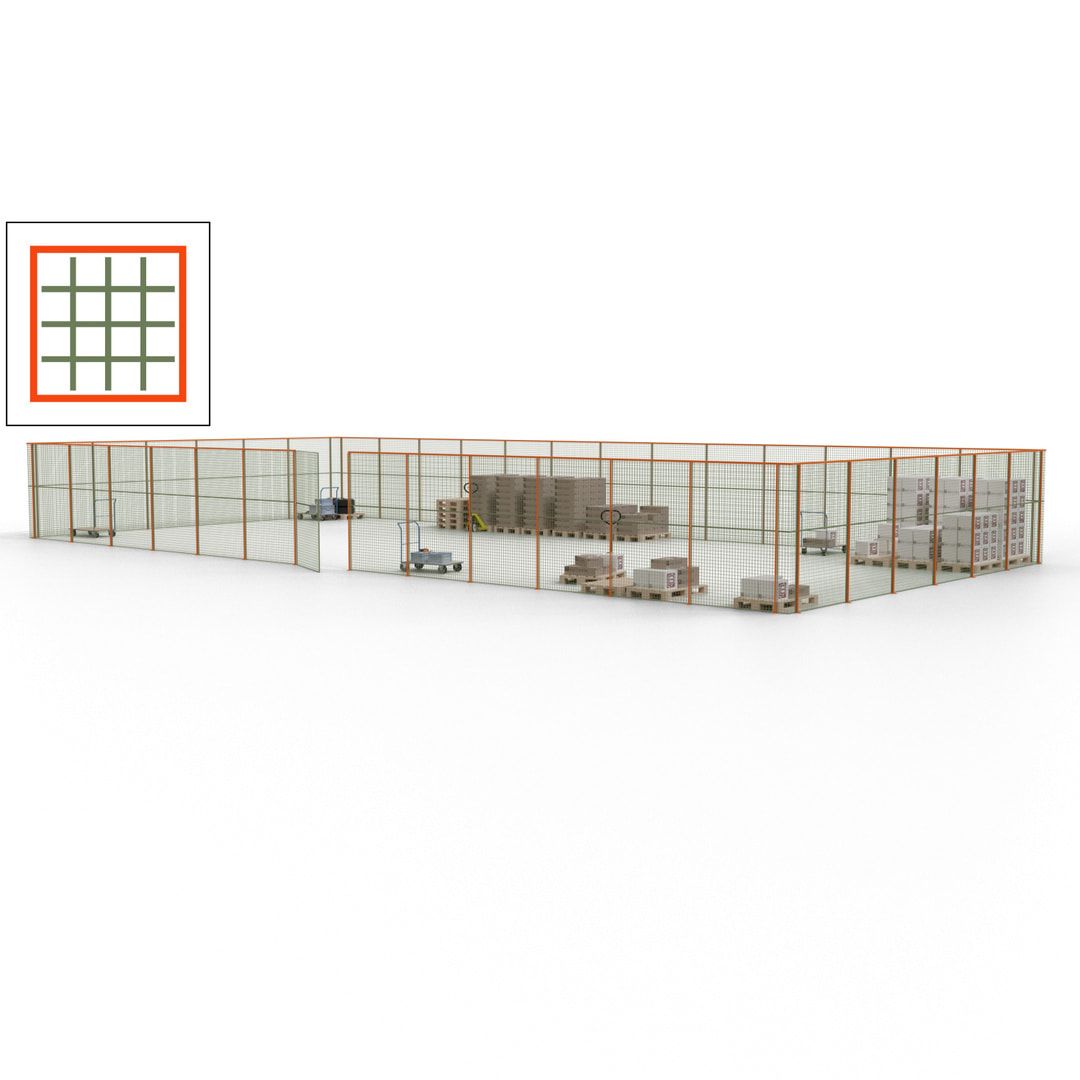 Maschinen Schutzgitter - Hallentrennwand - Sicherheitszaun - Tür - 57 m - 2.200 x 19.900 x 9.400 mm (HxBxT) - enzianblau