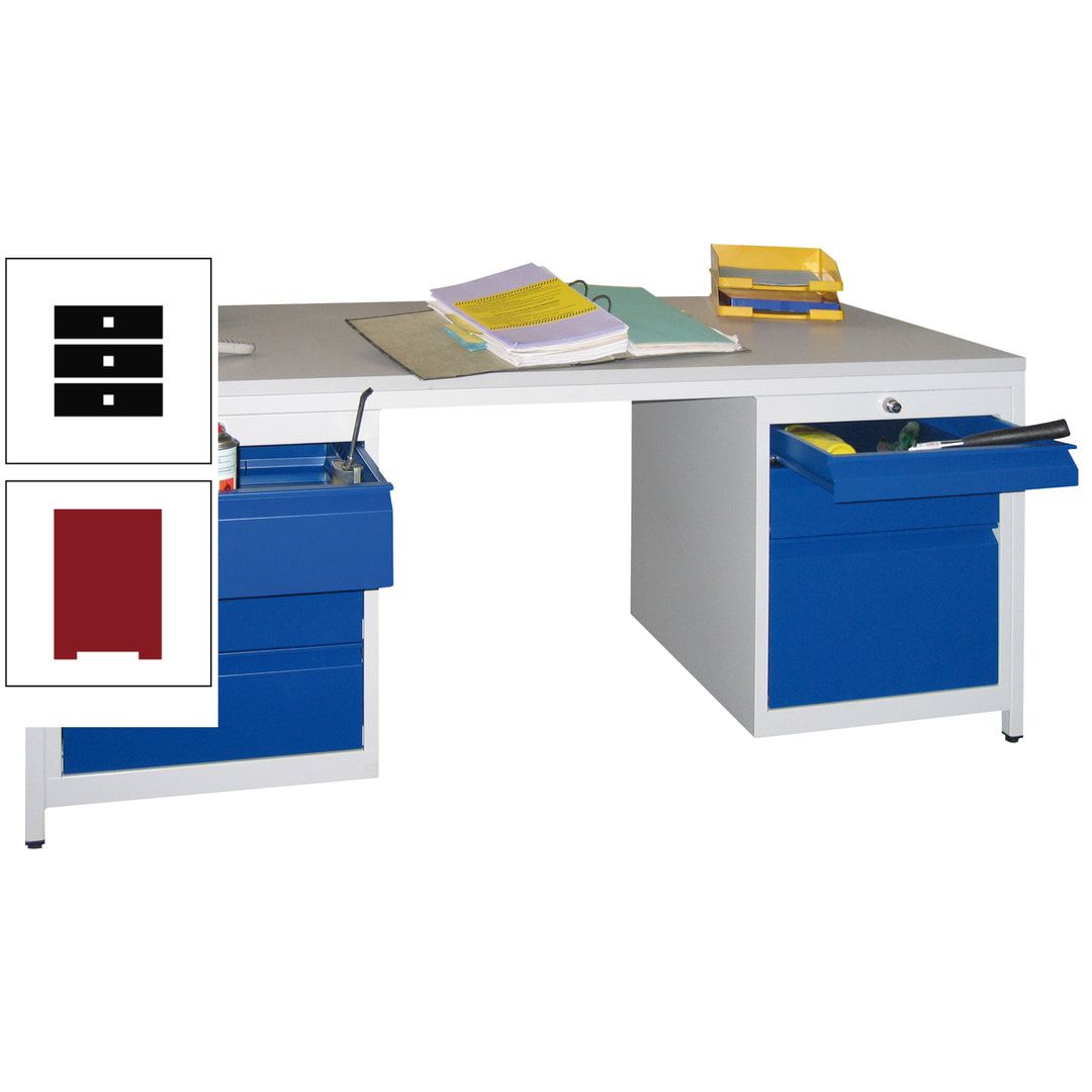 Meisterschreibtisch - 6 Schubladen, 75 / 125 / 150 / 175 / 300 mm - 720 x 1.700 x 800 mm (HxBxT) - anthrazitgrau
