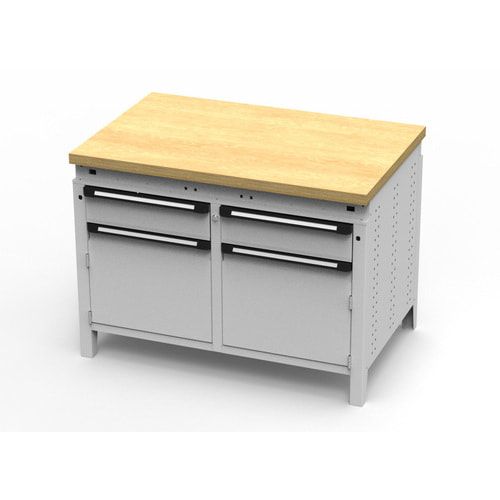 OTTOKIND Werkbank - bündige Arbeitsplatte - 850 x 1.150 x 750 mm (HxBxT) - 2 Schubladen - 2 Schränke - lichtgrau